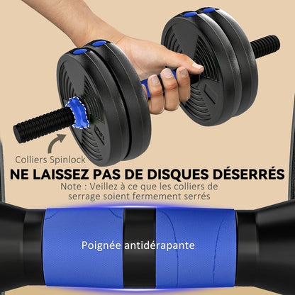 SPORTNOW dumbbells Kit bodybuilding adjustable dumbbells 15 kg 3 1, adjustable weight set with extension bar, handle year