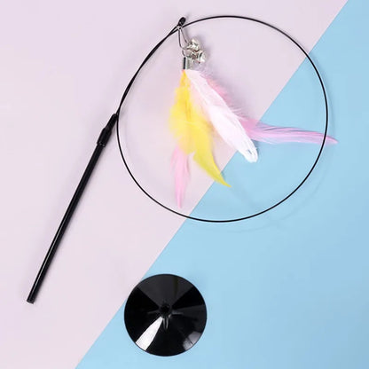 Cat Toy Cat Toys Interactive with Sucker Feather Toys for Cats Tease Sucker Stainless Steel Wire Cats Toy with Bell Pet Products
