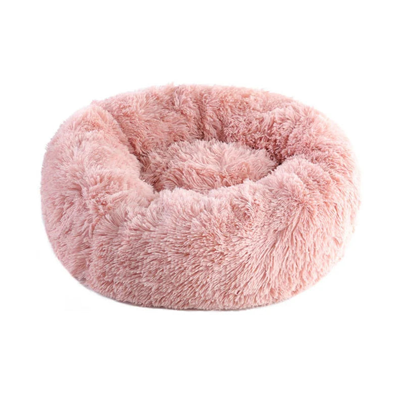 Kimpets Round Cat Bed Dog Pet Bed Kennel Non-Slip Winter Warm Dog Kennel Sleeping Long Plush Soft Puppy Cushion Mat Cat Supplies