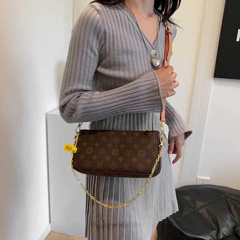 Light Luxury Design Ladies Purses And Handbags 2024 Classic Solid Color Chain Shoulder Bag Letter Element Women's Crossbody Bag