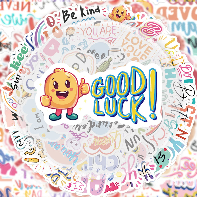 50 Inspirational English Stickers, Vibrant Stickers and Decals, Suitable for Water Bottles, Laptops, Cell Phones, Suitcases, Skateboards, Guitars, Party Decorations