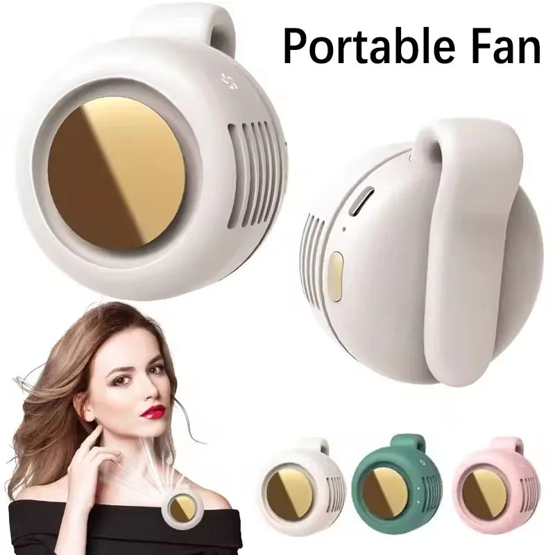 Portable Silent Fan Mini USB Rechargeable Bladeless Electric Clip-on Fan Adjustable 3-Speed Waist Fan For Outdoor Sports Office