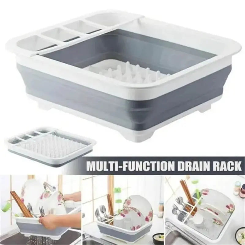 Kitchen Foldable Dish Rack With Drainer Portable Fold Drying Shelf Dish Drainer Foldable Dish Rack Bowl Plate Dish Drying Rack