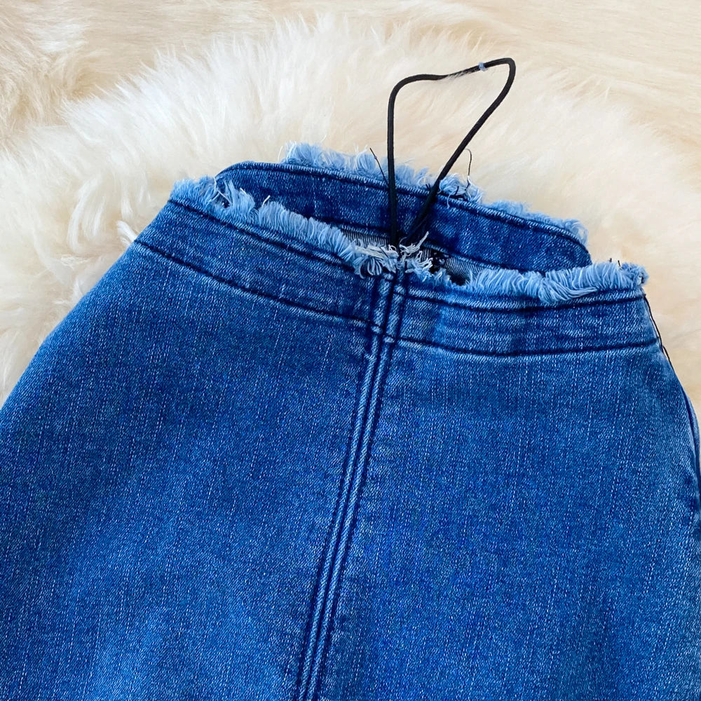 Fashion Women's Jeans 2025 Autumn New High Waist Slimming Tight-breasted Raw Edge Stretch Flared Trousers Korean Women Clothing