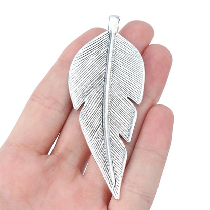 5pcs Antique Silver Color Large Tribal Branch Leaf Charms For DIY Fashion Necklace Jewellery Making Findings Accessories