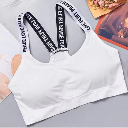 Sports underwear Women Yoga Fitness Seamless Crop Top Wide Letter Straps Comfortable Workout Activewear