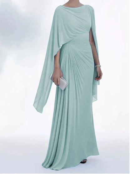 Sexy Slash Collar Pleat Slim Evening Dress Elegant High Waist Solid Color Banquet Dress Lady Leisure Irregular Long Sleeve Dress