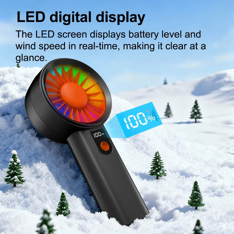 Portable High-Speed Handheld Fan: Quiet, Smart, Digital Display, Compact, USB-Rechargeable Outdoor Handheld Fan