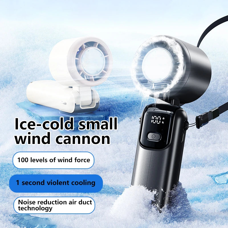 Lenovo Ice Compress Handheld Fan Portable Outdoor Usb Digital Display Folding Refrigeration High Speed Violent Turbine Small Fan