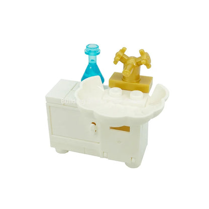 MOC Modern Home Sofa, TV Cabinet, Furniture, Refrigerator Small Particle Building Block Scene Construction Toy Model