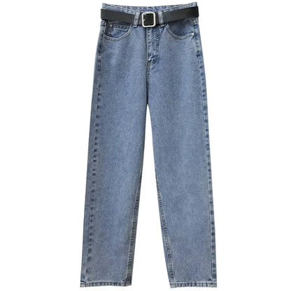 High Waist Harlan Denim Jeans Women Students Straight Leg Loose Slimming Spring Autumn New Style Old Dad Cucumber Trendy