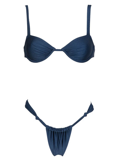 Women Push Up Swimwear 2025 Bikinis Thongs Swimsuit Biquinis Bandage tied Beachwear Solid Bathing Suit Sexy Triangle Bikini Sets