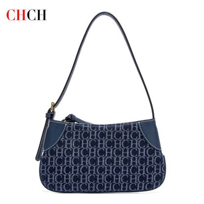 CHCH Women's Handbag 2025 Summer Cowboy Splicing Design Phone Bag Simple Commuter Underarm Bag Wallet