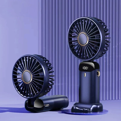 Portable Handheld Fan, Mini Fan, 90° Foldable, 5 Speeds, Handheld/neck-mounted/desktop Three-in-one Small Fan