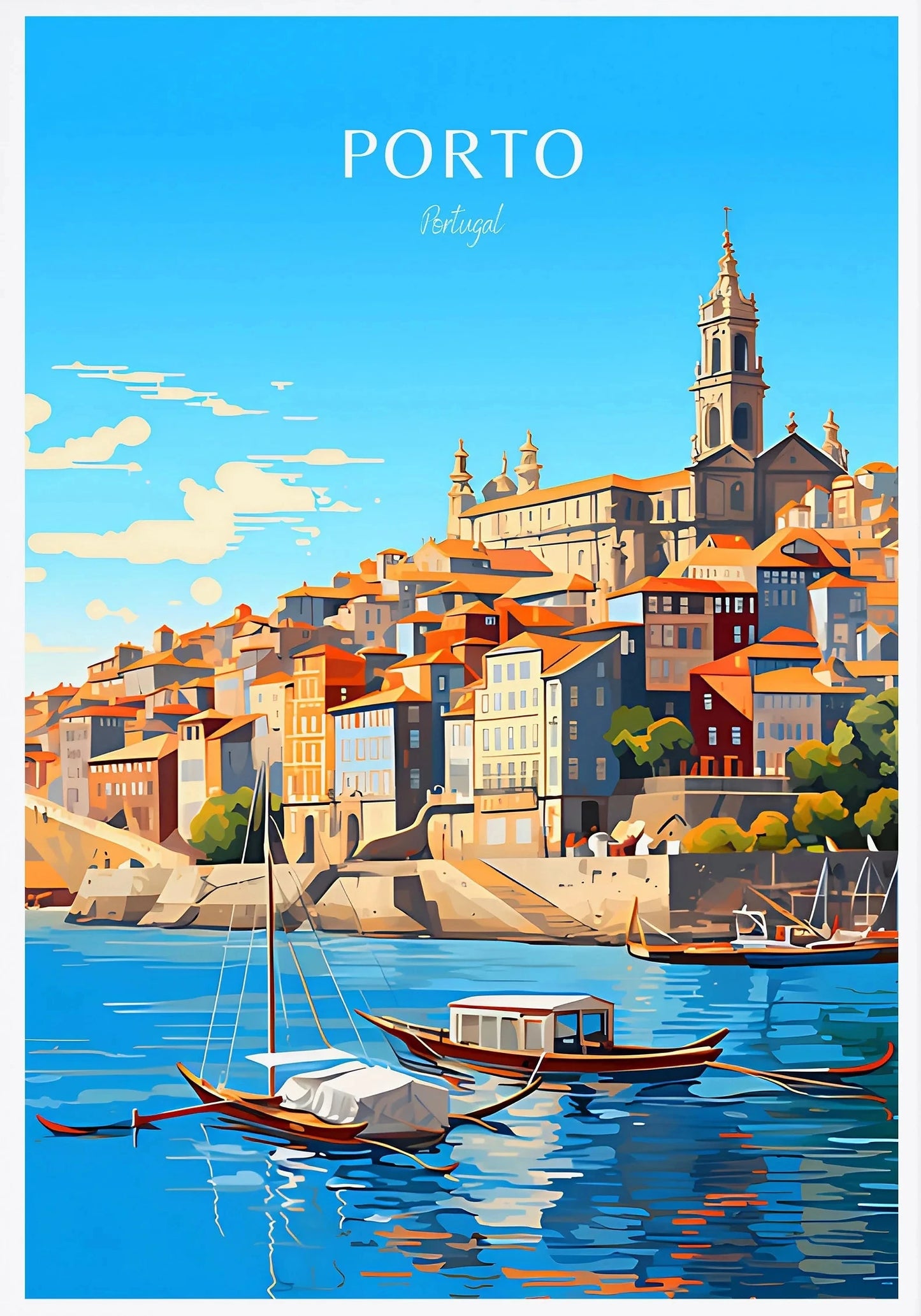 Denmark Portugal Holland Travel Poster Copenhagen Madeira Porto Canvas Painting Wall Art HD Picture for Living Room Home Decor