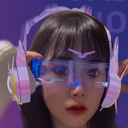 LED Luminous Colorful Sunglasses Modern Punk Goggle Men Women Halloween Christmas Glowing Decorative Glasses Cosplay Party Prop
