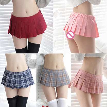 Sexy Women Ultra Short Jk Skirts Plaid Pleated Skirt Japanese Cute Girl Half-body Skirt Erotic Studentwear Clubwear Mini Skirt