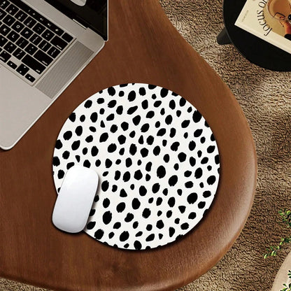 1 leopard print animal cartoon mouse pad, circular office desk mouse pad with anti slip rubber base, office desk accessories