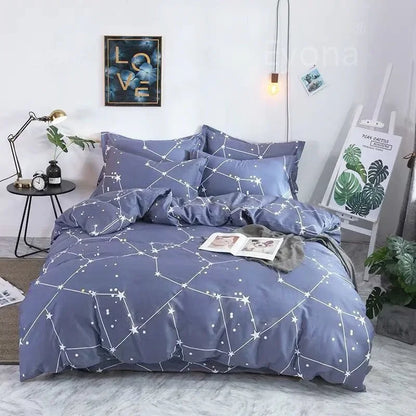 Soft Duvet Cover Polyester Flower Printed Double Comforter Bedding Quilt Cover for Queen/King Couple Single Bed Capa De Edredon