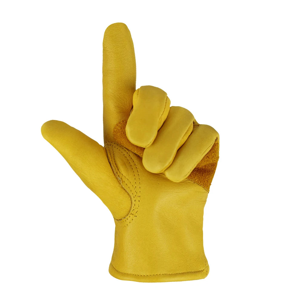 Winter Leather Work Gloves Cowhide Leather Gloves Fleece Lined Working Gloves Men Safety Work Gloves Construction Gloves for Men
