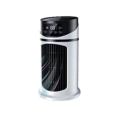 Portable 6-speed electric fan, equipped with air purifier, plastic evaporator humidifier and cooling and heating functions