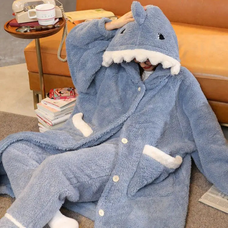 New Super Soft Cute Cartoon Shark Cape Blanket Cloak Nap Shawl Blanket Universal Student Air Conditioning Blanket Hooded Nap