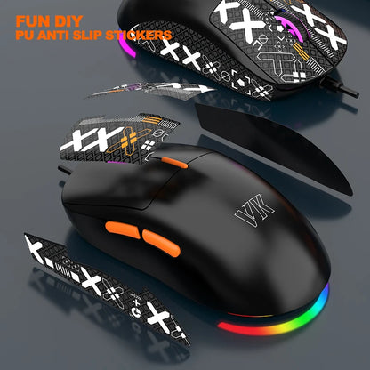 Gaming Keyboard and Mouse Combo Mechanical Feel, Computer and Laptop Backlit Gamer Kit, RGB Wired Keyboard and Mouse With Sticke