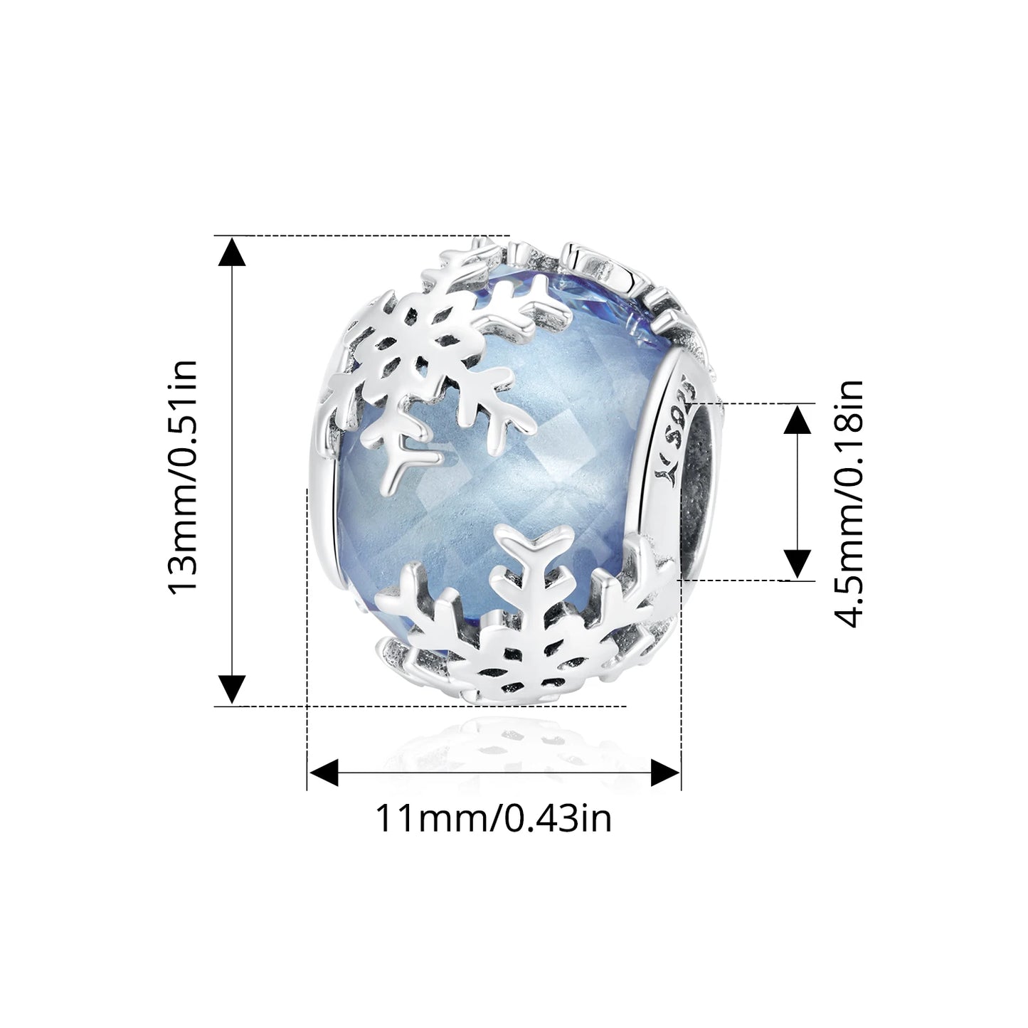 WOSTU 925 Sterling Silver Snowflake Charm Winter Snow Beads Purity Original Fit for Women Girls Necklace DIY Fine Jewelry Gift