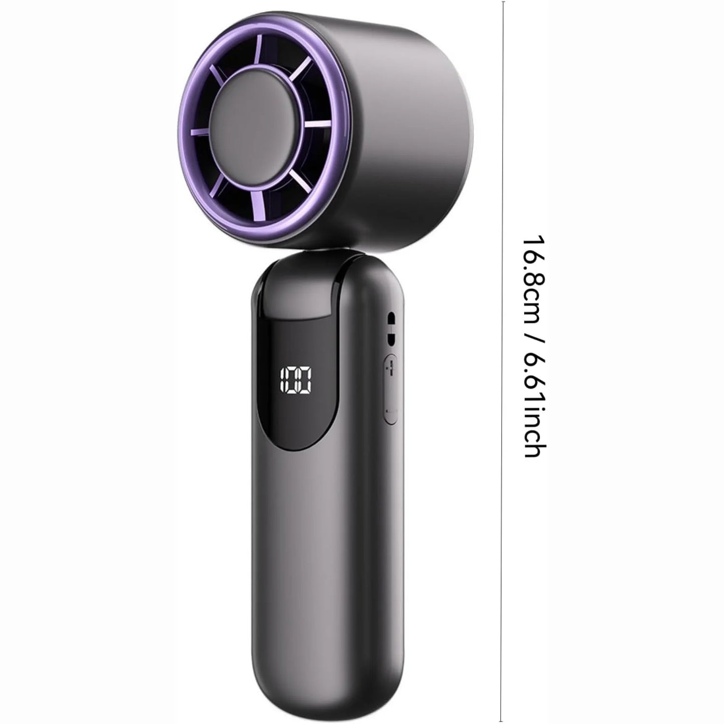 Portable Handheld Fan Low Noise 3-Speed Folding Fan Adjustable Wireless Rechargeable Fan Digital Display Fan for Office Travel