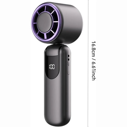 Portable Handheld Fan Low Noise 3-Speed Folding Fan Adjustable Wireless Rechargeable Fan Digital Display Fan for Office Travel