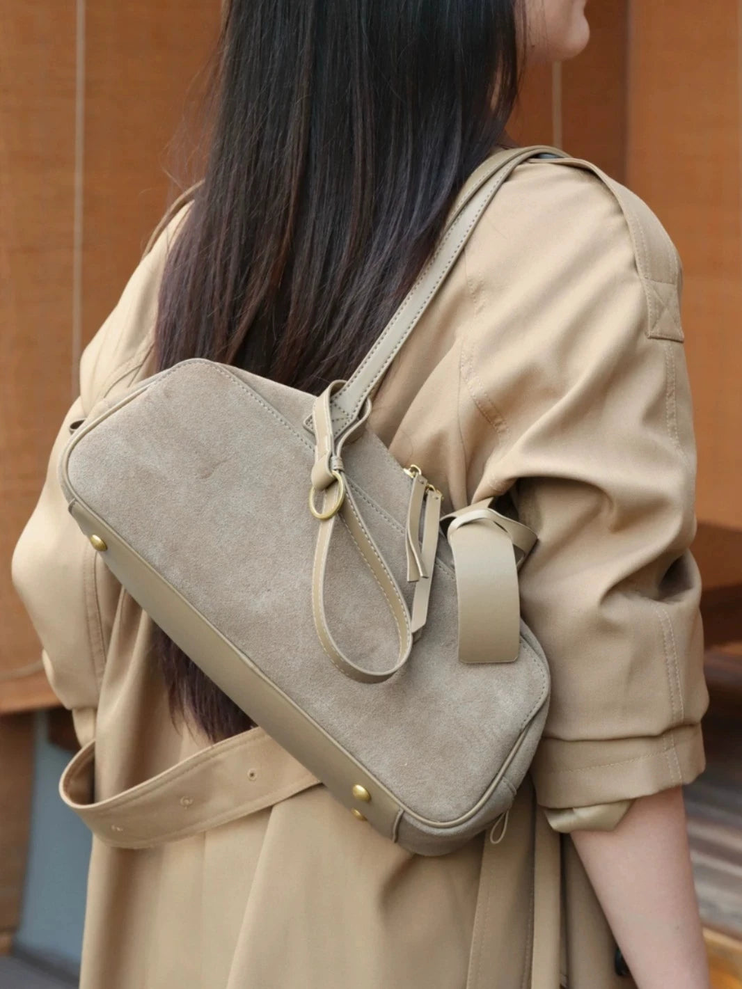 2026 Newest Women Underarm Bag Suede Genuine Leather Shoulder Bags Luxury Designer Female Large Pillow Bag Commute Bags Coffee