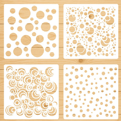 4PCS 5.1inch Circle Dot Pattern Stencil for DIY Painting on Wood Fabric Paper Wall Decor
