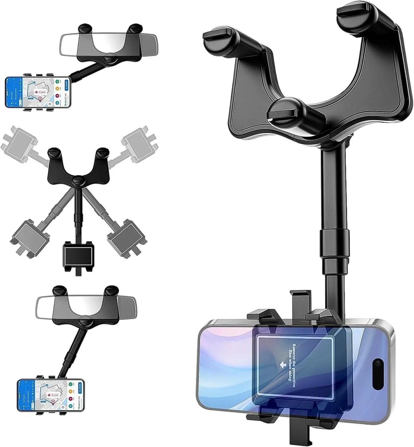 Universal Clip Rotatable and Retractable Car Phone Holder Rearview Mirror Driving Recorder Bracket DVR/GPS Mobile Phone Support