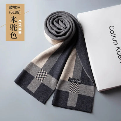 High Quality Wool Men Scarf Autumn Winter Classic Business Thermal Muffler Male Soft Korean Version Long Thick Warm Shawl No Box