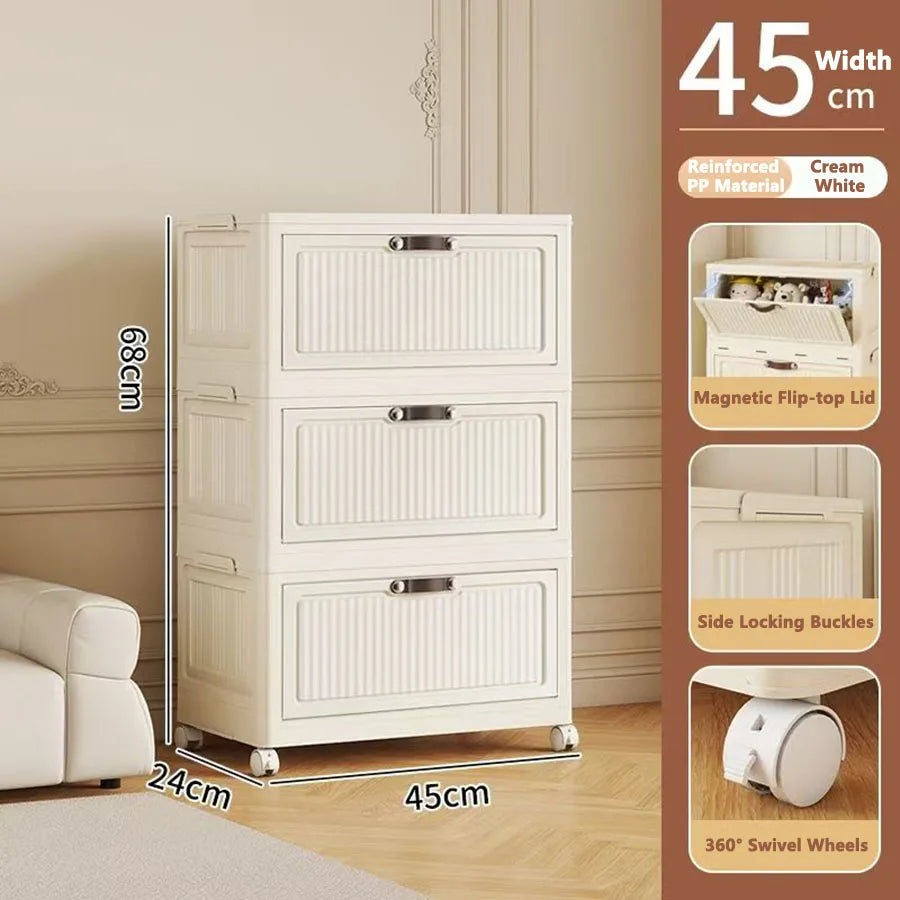 Storage Cabinet Foldableing Storage Box Home Living Room Toy Cabinet Storage Rack Snack Cabinet Organizer Box Kitchen Storage Cabinet Folding Storage Cabinet Organizer