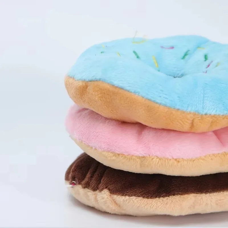 Puppy Chewing Toys Soft Dog Donuts Plush Pet Dog Squeaker Sound Toys for Small Medium Dog Pet Interactive Toys Dog Supplies
