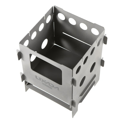 Stainless Steel / Ti Camping Stove Folding Wood Stove Outdoors Portable BBQ Barbecue Shelf Mini Charcoal Picnic Stove