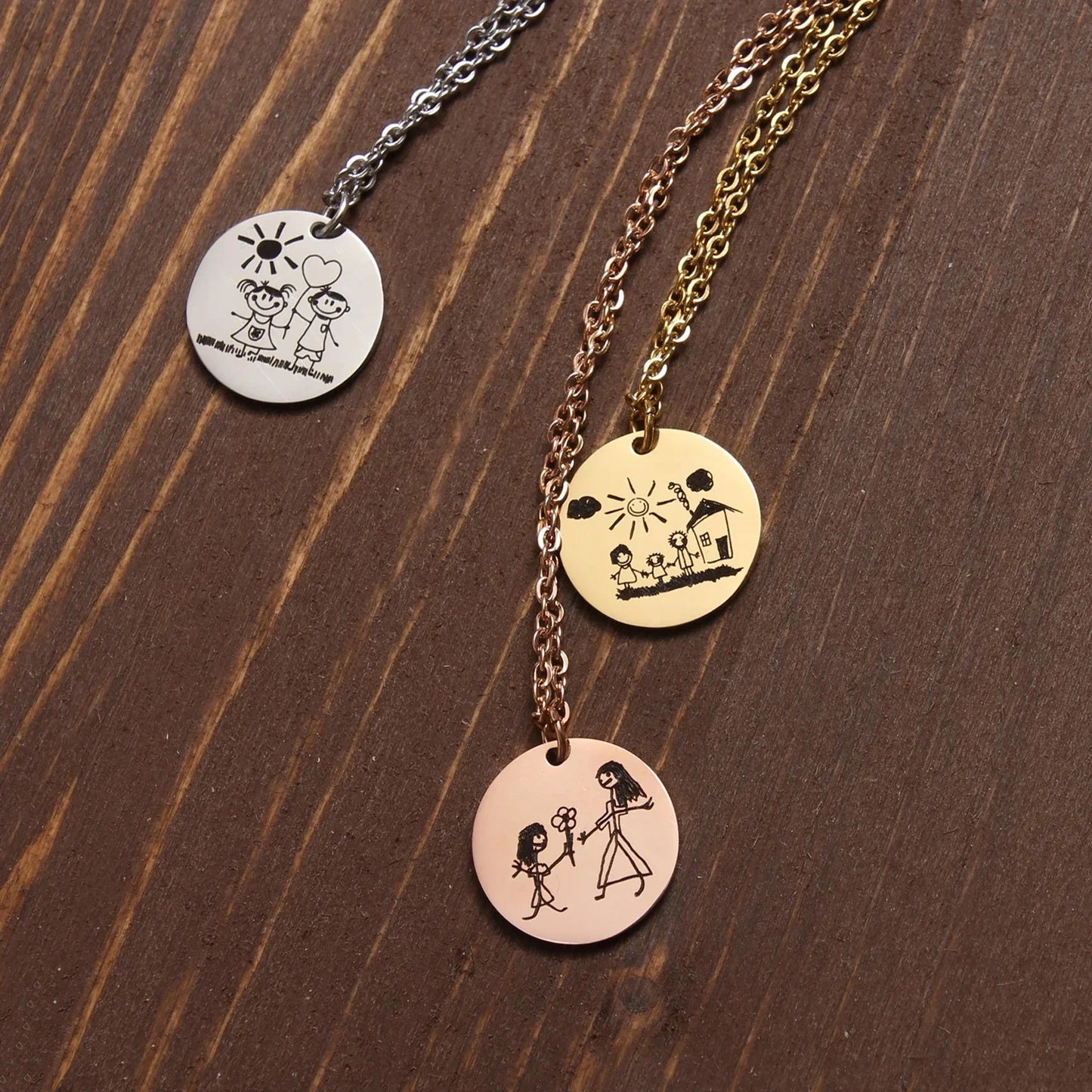 Child’s Drawing Necklace Personalized Drawing Necklace Kid's Handwriting Necklace Child’s Drawing Necklace Gift for Mom