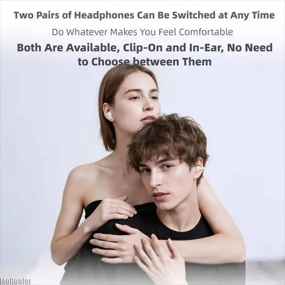 2in1 Ear-Clip in-Ear Couple Wireless Bluetooth Headphones LED Power Display Earphones Earbuds for Game Music