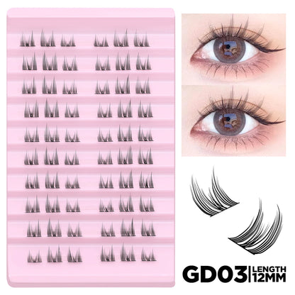 GROINNEYA Cat Elf Eyelashes Book 15 Rows Large Capacity Natural Manga Lashes Effect DIY Eyelashes Extension Clusters Makeup