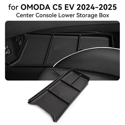 Center Console Lower Storage Box For Chery OMODA 5 C5 E5 EV Model 2024 2025 Organizers Accessories Tidying Black G7I3