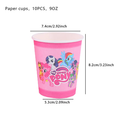 My Little Pony themed children's birthday party supplies, girls' first birthday tablecloth, tableware, paper cups, flag-raising
