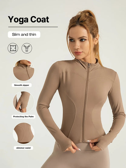 S-3XL New Style Workout Jacket Women Seamless Sports Outerwear Yoga Running Coat Stretchy Zip Up Gym Wear Slim Fit Breathable