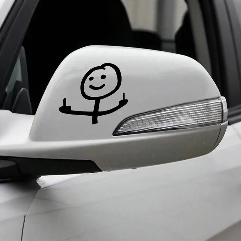 2 cartoon smiling car stickers - waterproof, UV resistant vinyl, easy to peel off and residue free. Suitable for windows/body