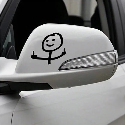 2 cartoon smiling car stickers - waterproof, UV resistant vinyl, easy to peel off and residue free. Suitable for windows/body