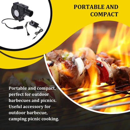 220V BBQ Fan Handheld Cooking Tool Adjustable Speed Air Blower for Barbecue Grill Camping US EU Plug Portable