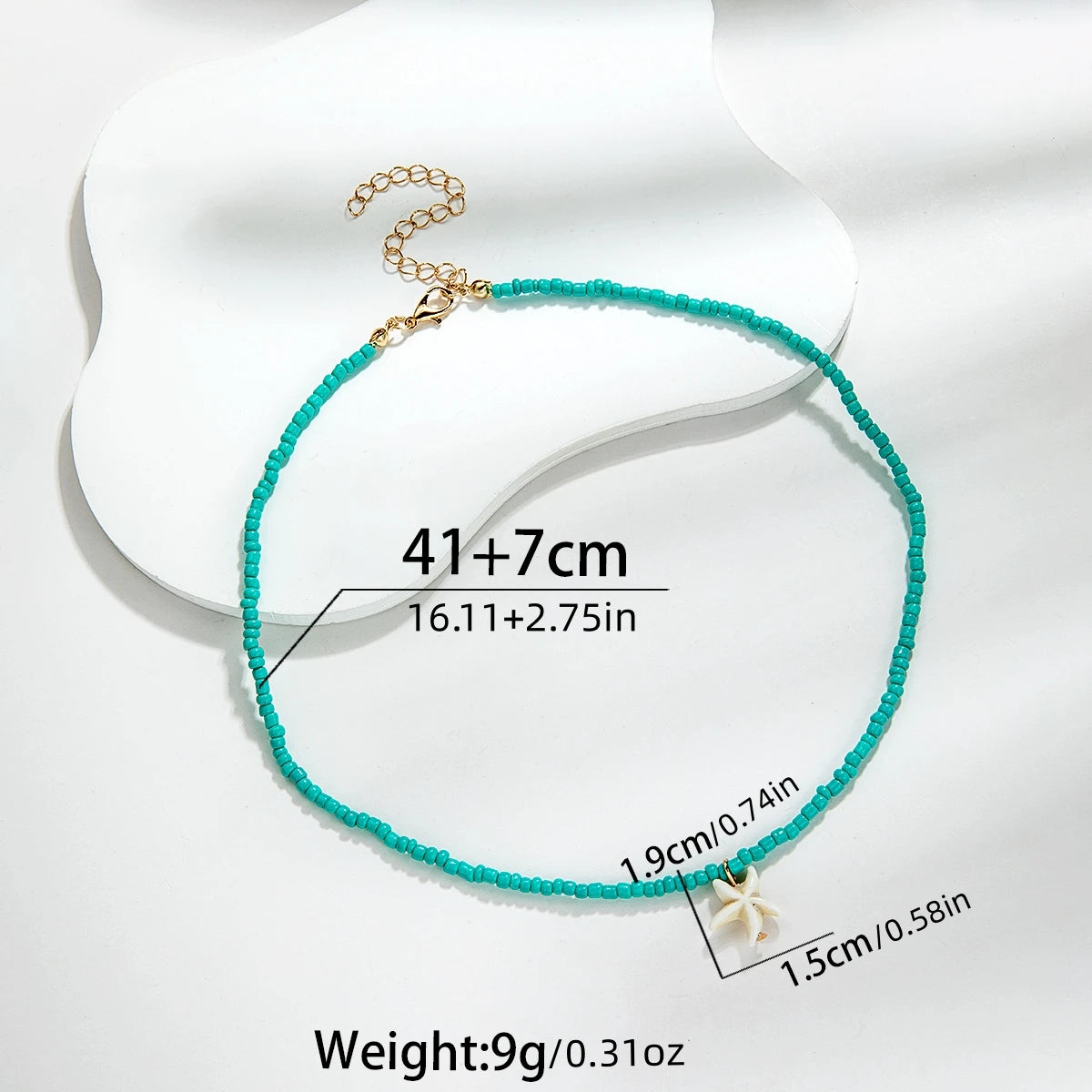 Bohemian beach style turquoise starfish pendant bead on neck, women's necklace necklace necklace necklace