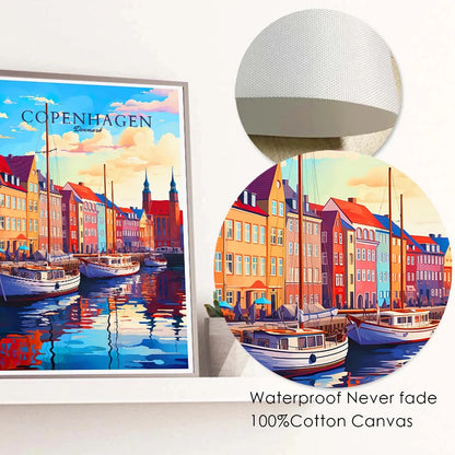 Denmark Portugal Holland Travel Poster Copenhagen Madeira Porto Canvas Painting Wall Art HD Picture for Living Room Home Decor