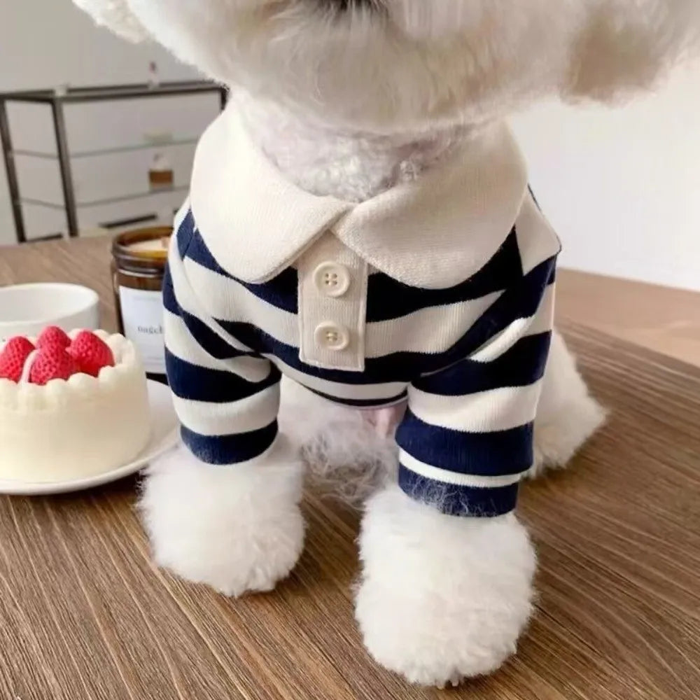Pet Outfits Collared Style Dog Striped Shirt Comfortable Soft Dog T Shirts Cooling Vest Breathable Cat Vest for Puppy Dogs Cats