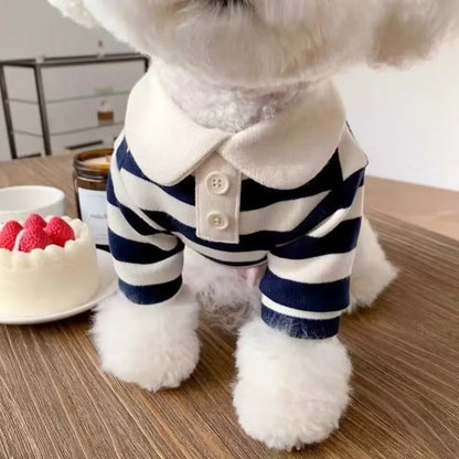 Pet Outfits Collared Style Dog Striped Shirt Comfortable Soft Dog T Shirts Cooling Vest Breathable Cat Vest for Puppy Dogs Cats